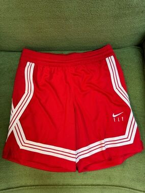 Nike Red Shorts with White Stripe Accent
